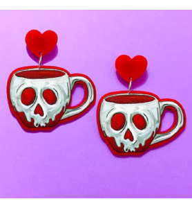 Boucles d'Oreilles Tasse Pomme Empoisonnée - Blanche Neige