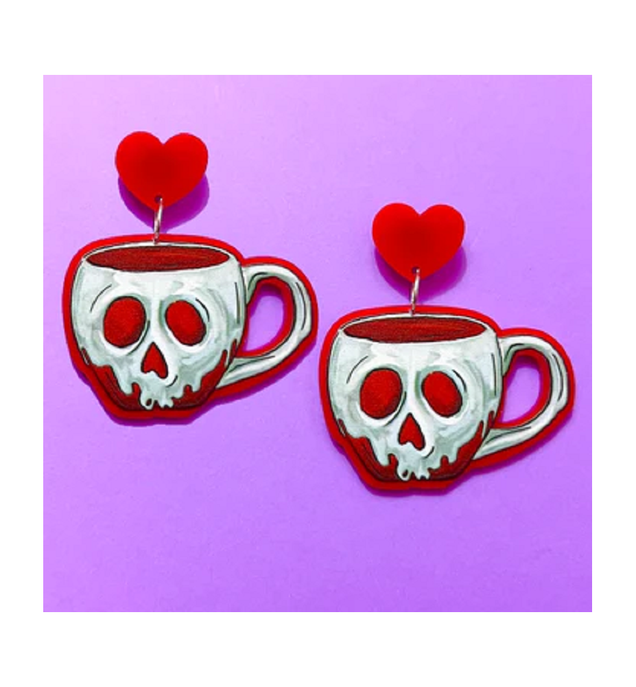 Boucles d'Oreilles Tasse Pomme Empoisonnée - Blanche Neige
