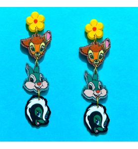 Boucles d'Oreilles Bambi, Panpan et Fleur
