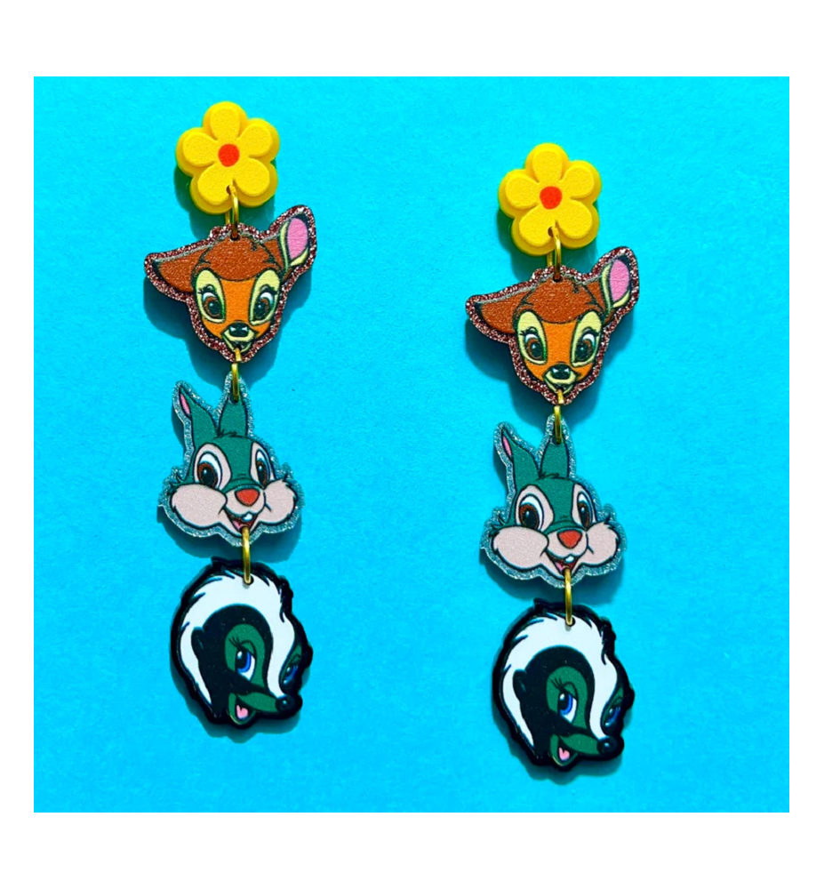 Boucles d'Oreilles Bambi, Panpan et Fleur