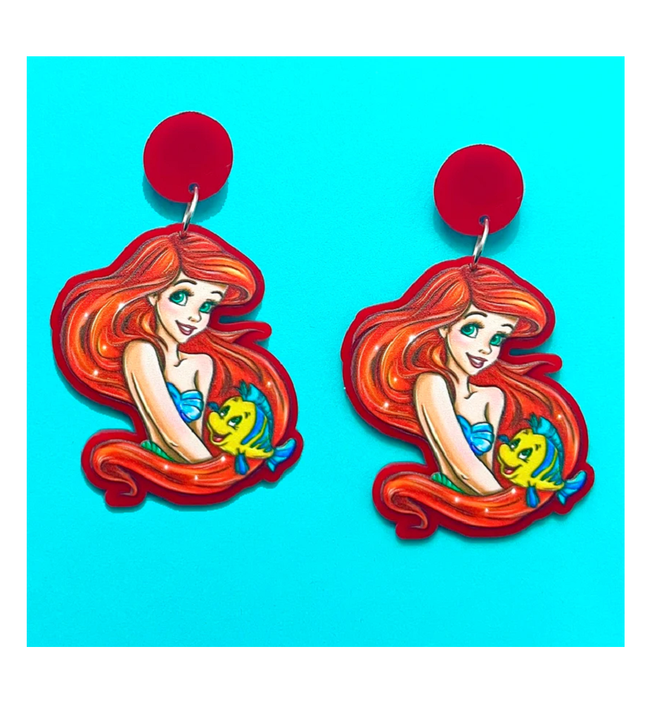 Boucles d'oreilles Ariel et Polochon La petite sirène