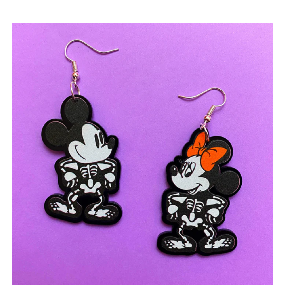 Boucles d'oreilles Fantaisie Mickey Minnie Squelette - Mickey Mouse