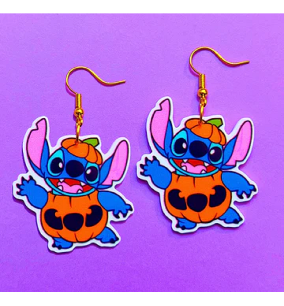 Boucles d'Oreilles Stitch Citrouille - Lilo et Stitch