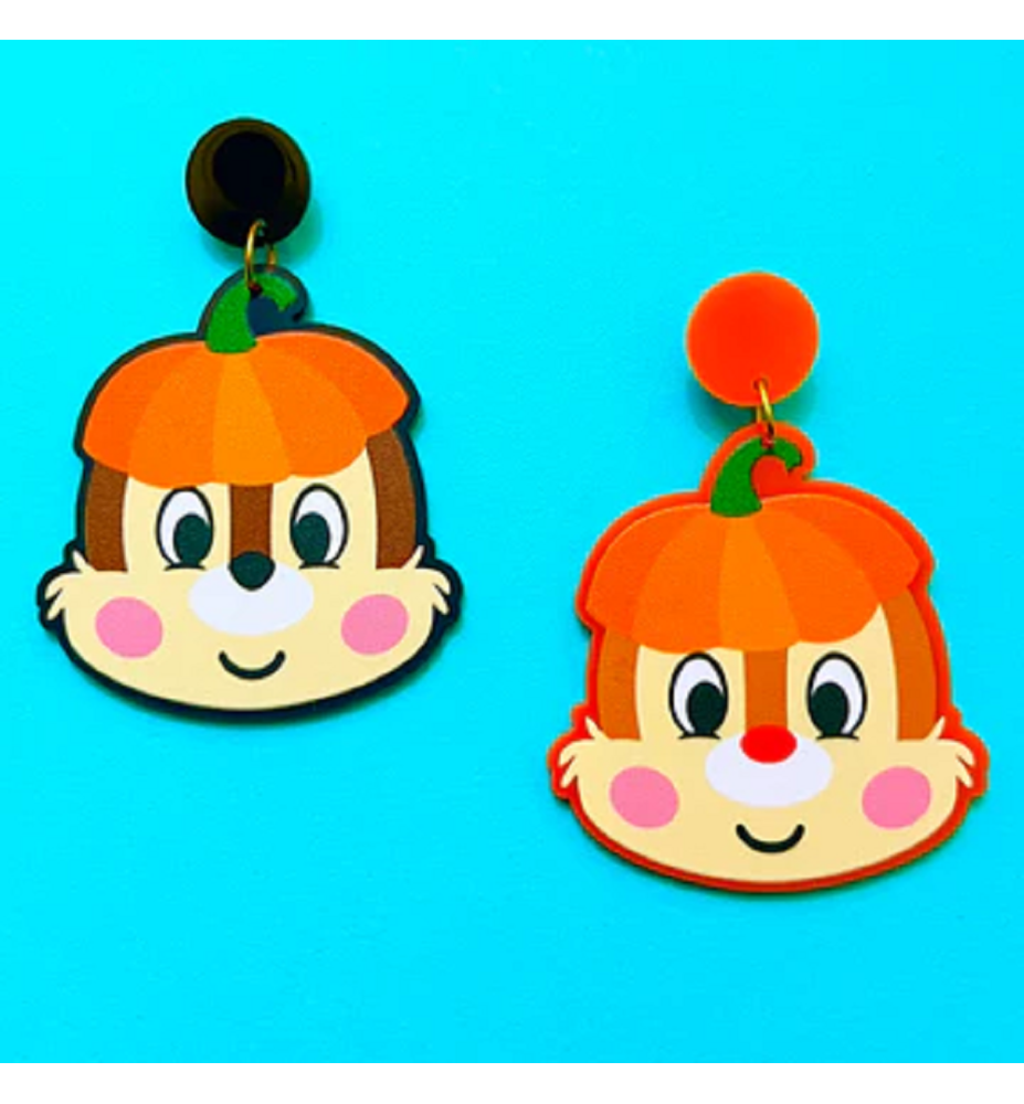 Boucles d'Oreilles Tic et Tac Citrouille Halloween
