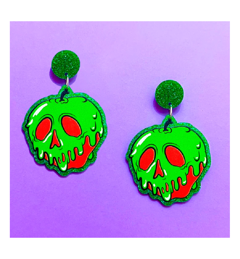 Boucles d'Oreilles Pomme Empoisonnée - Blanche Neige