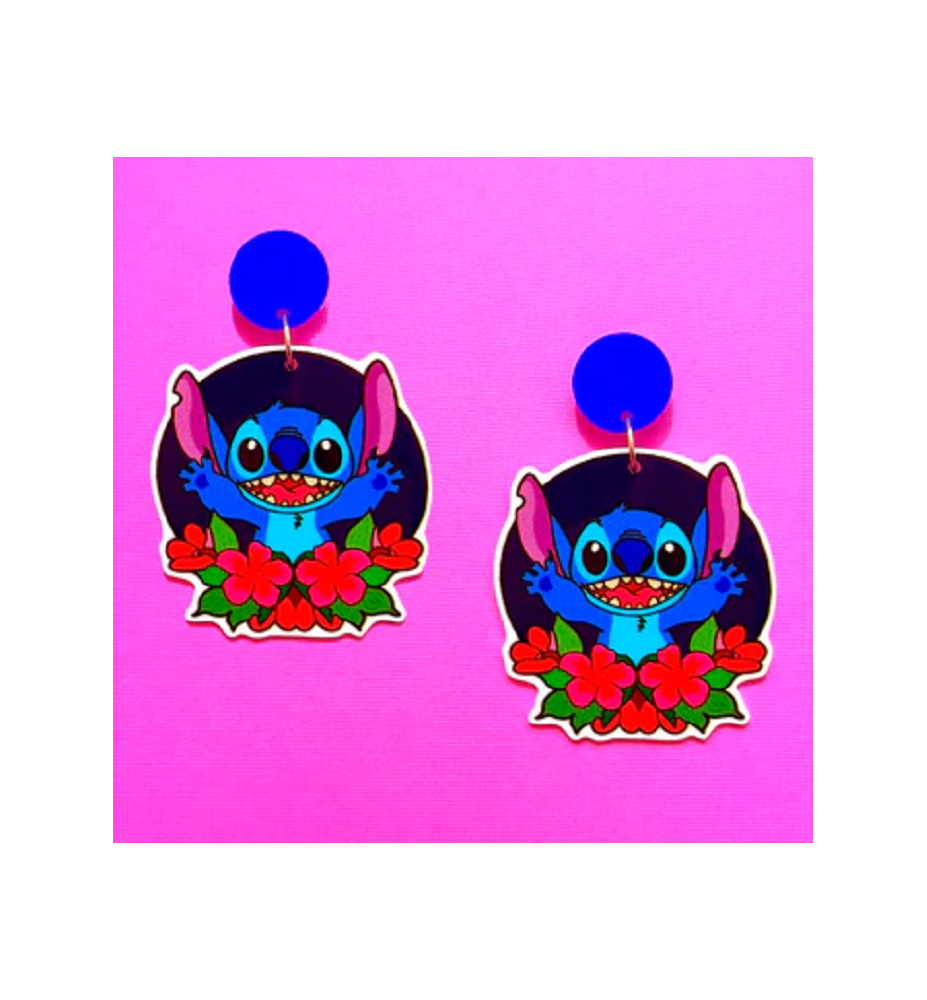 Boucles d'oreilles Stitch Fleurs - Lilo et Stitch