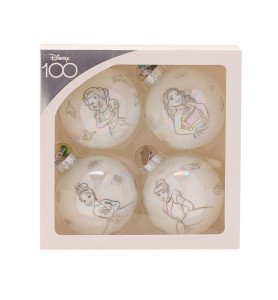 Set de 4 boules de Noël Princesses Disney 100 ans