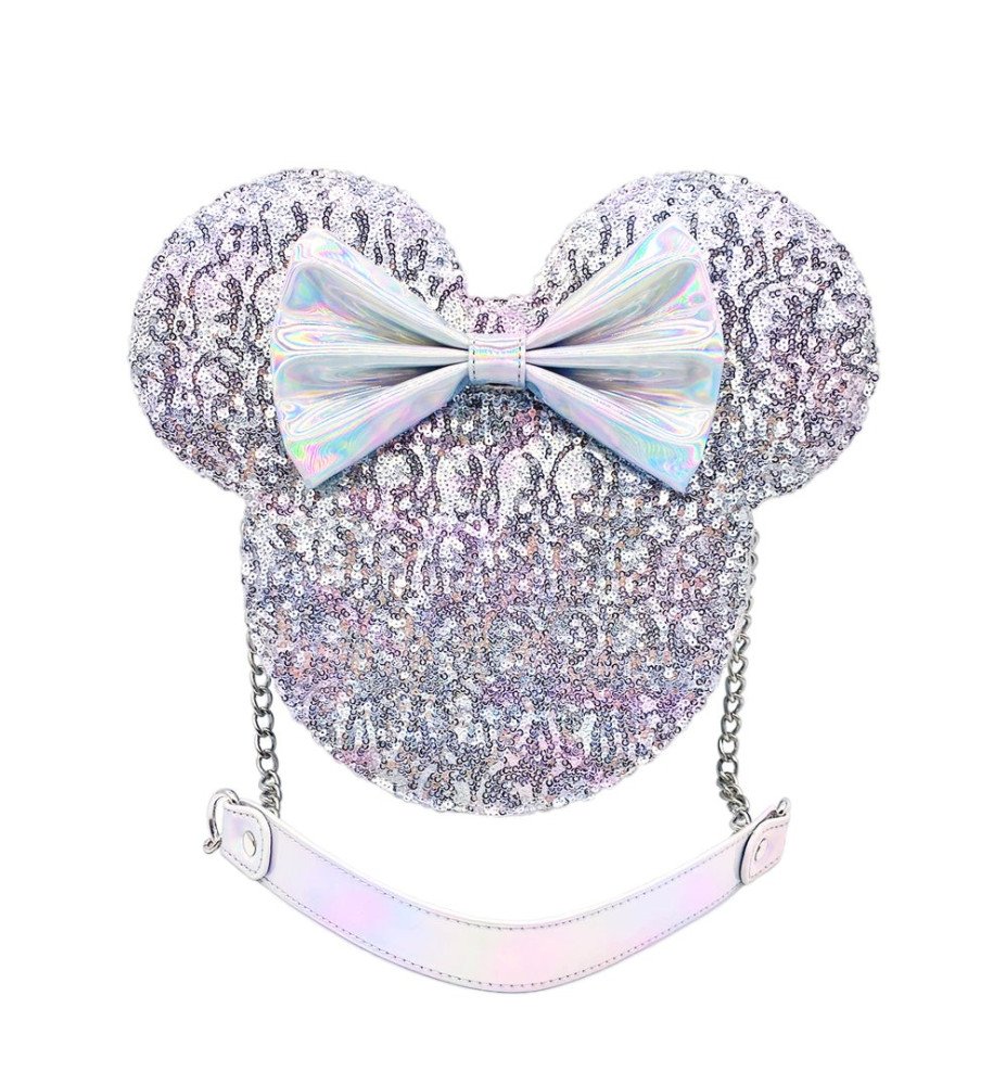 Sac à main exclu Minnie Sequin Holographique Argent - Loungefly