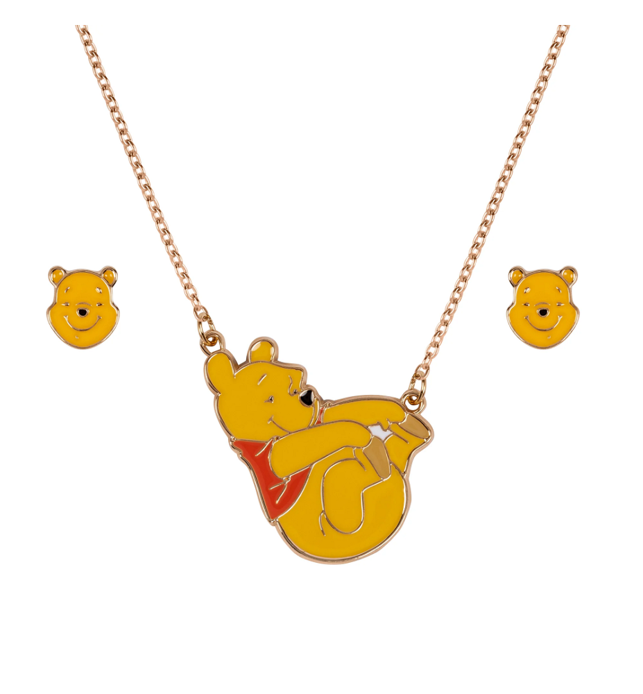Collier avec pendentif et Boucles d'oreilles Winnie l'ourson