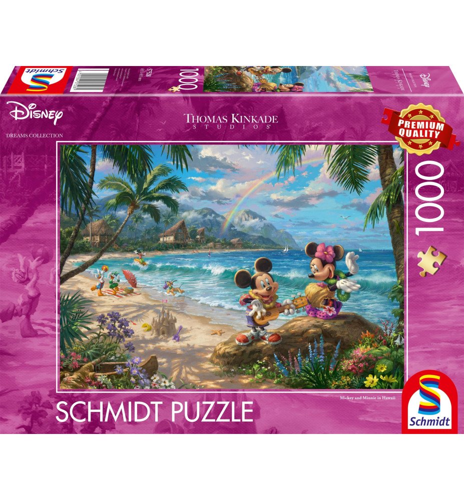 Puzzle 1000 pièces Mickey et Minnie Hawaï- Thomas Kinkade