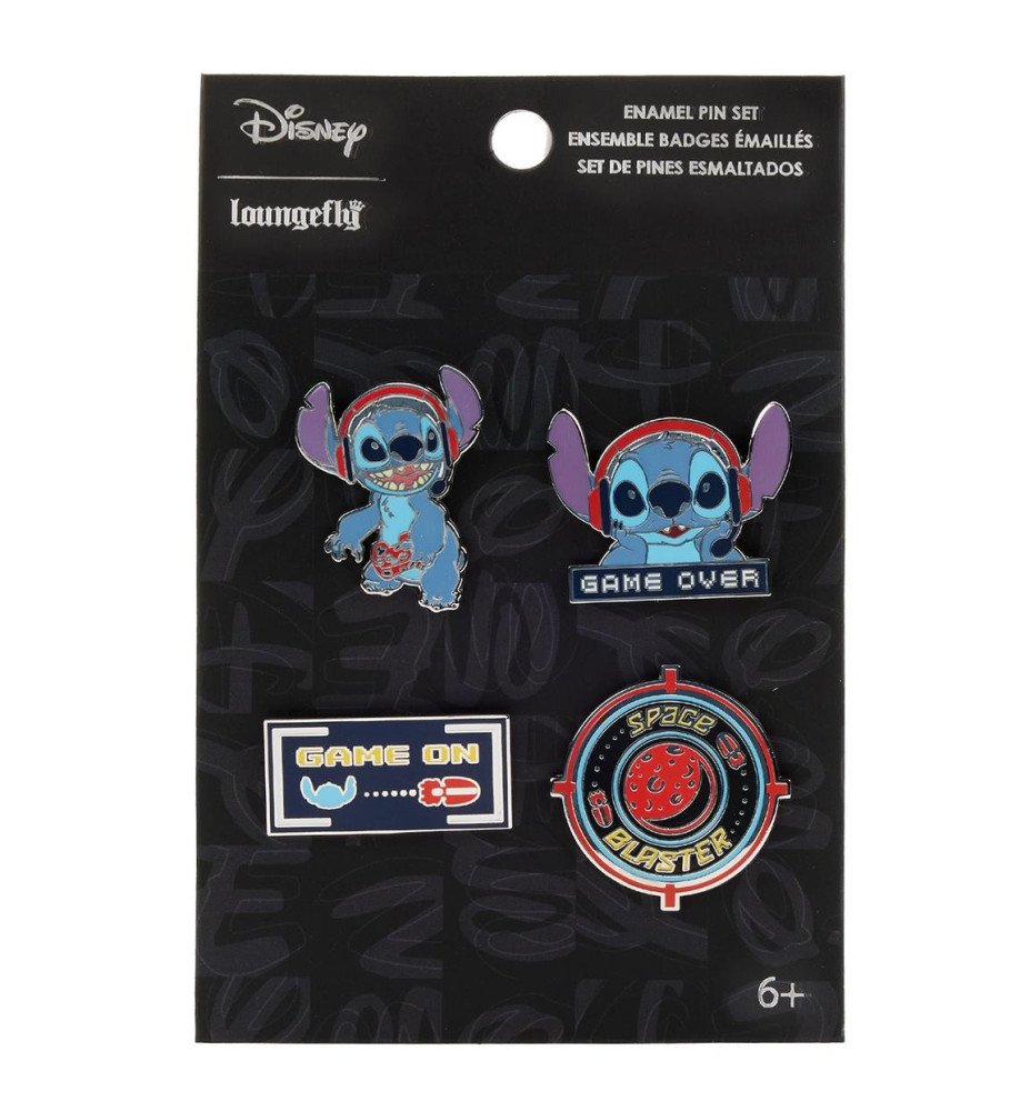 Set de 4 pin's Exclu Stitch Gamer - Loungefly