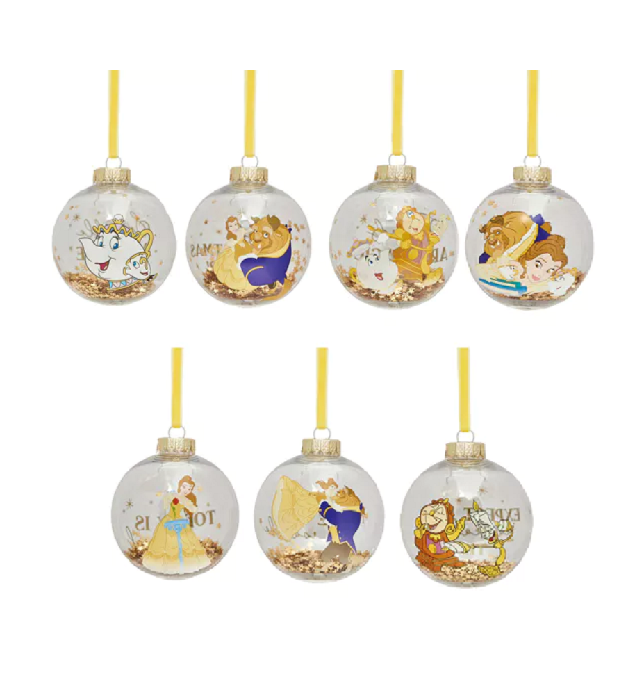 Set de 7 boules de Noël La Belle et la Bête