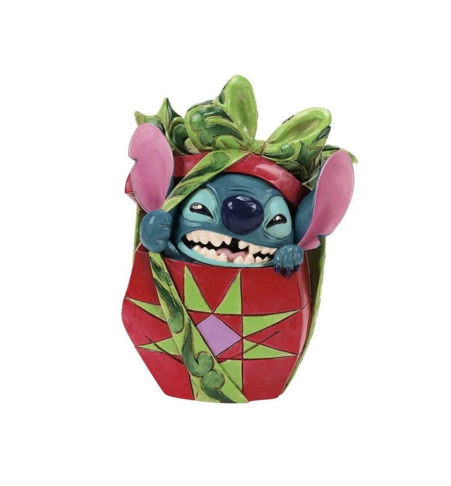 Figurine Stitch déchirant son cadeau de Noël - Disney Traditions