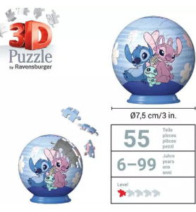 Puzzle 3D rond Stitch & Angel 55 pièces- Ravensburger