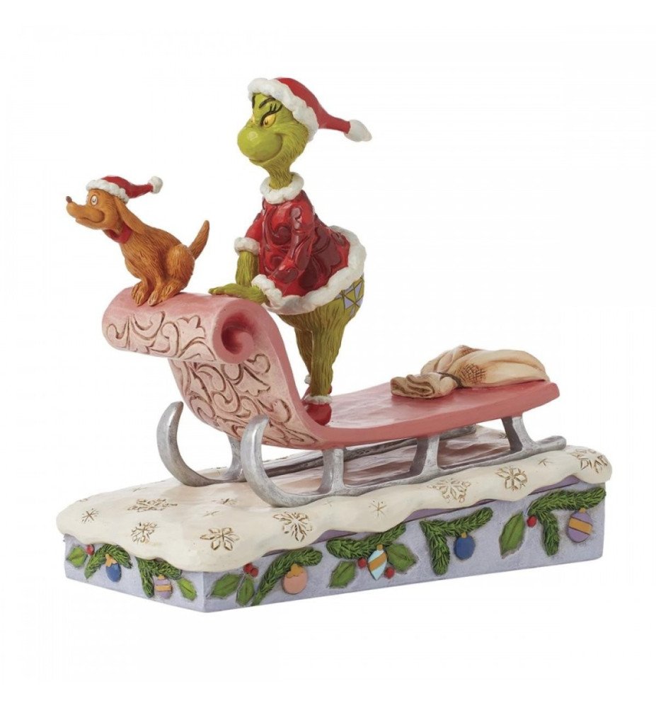Figurine Grinch et Max sur le traîneau - Traditions