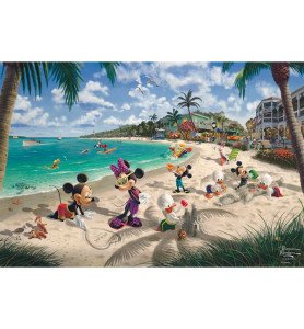 Puzzle 200 pièces Mickey et Minnie à la plage - Thomas Kinkade