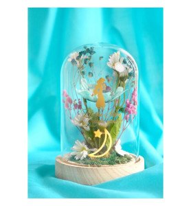 Cloche florale avec néon princesses Disney - Jasmine