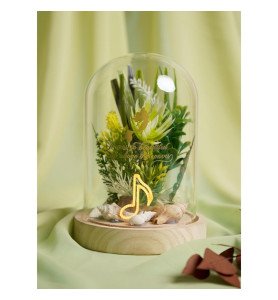 Cloche florale avec néon princesses Disney - Ariel