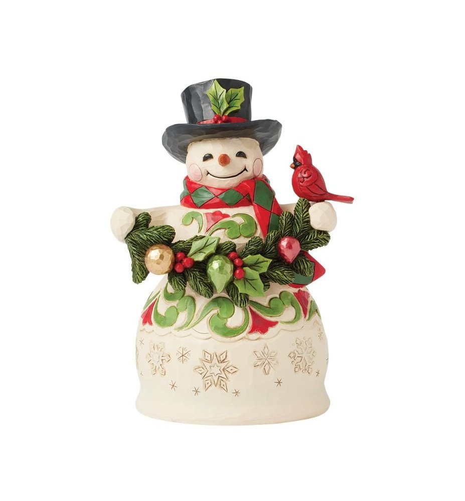 Figurine bonhomme de neige avec oiseau et guirlande - Jim Shore Heartwood creek