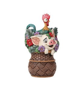 Figurine Pua And Hei Hei Flower Basket - Disney Traditions