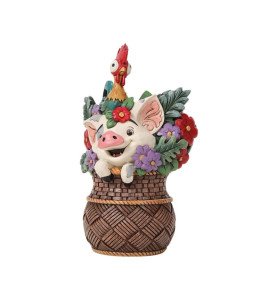 Figurine Pua And Hei Hei Flower Basket - Disney Traditions