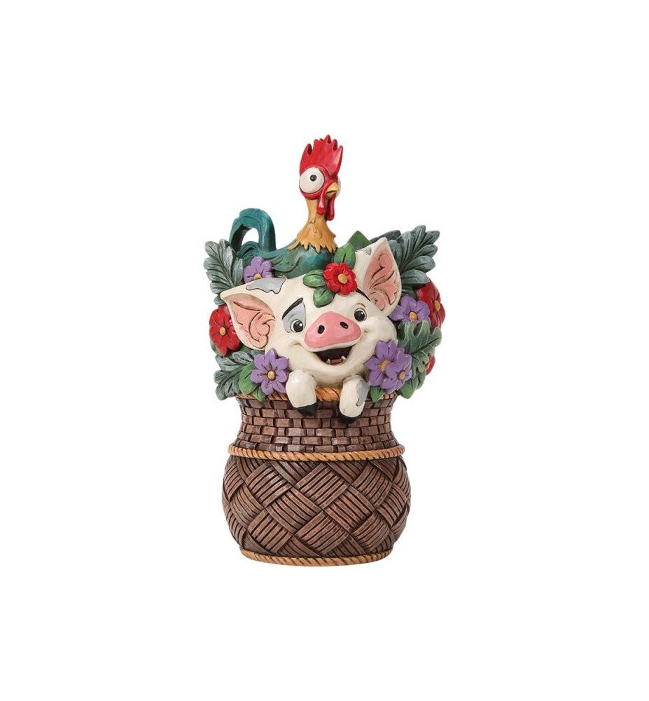 Figurine Pua And Hei Hei Flower Basket - Disney Traditions