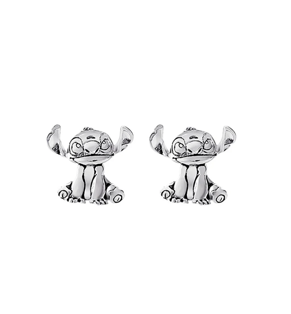 Boucles d'oreilles finition argent Stitch - Lilo et Stitch