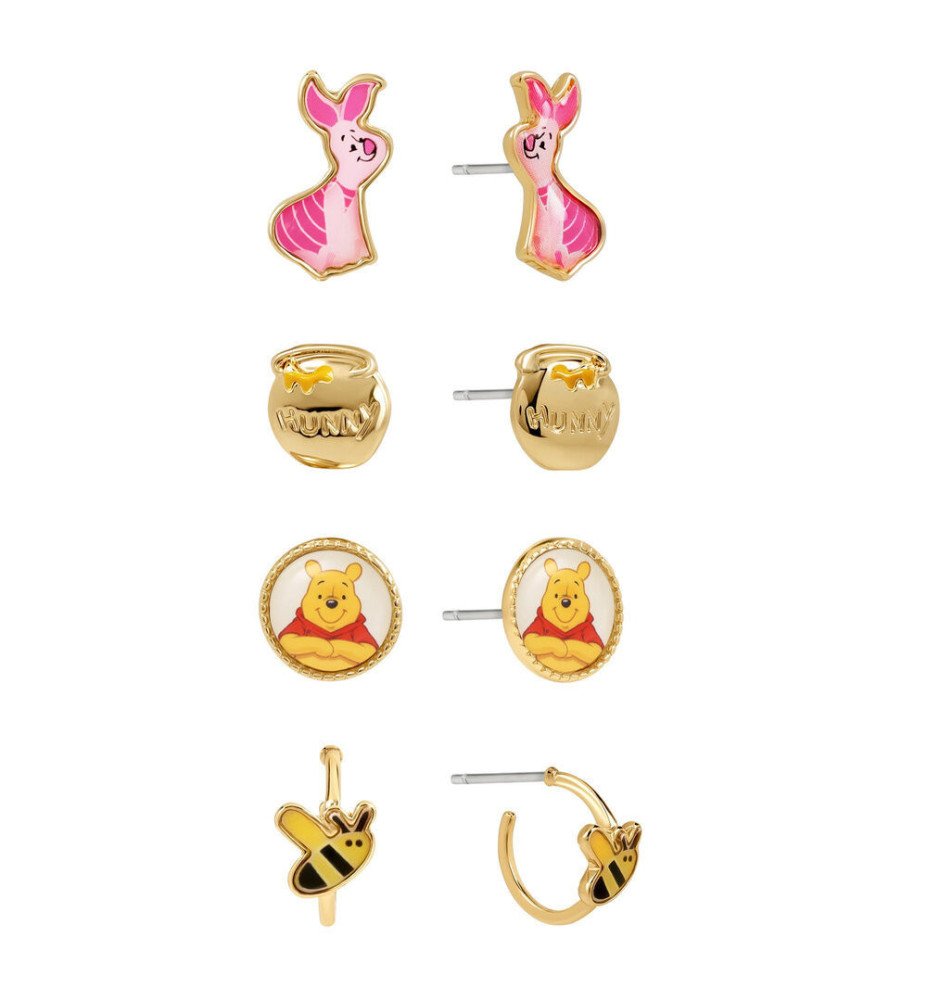 Set de 4 boucles d'oreilles plaqué argent Winnie et ses amis