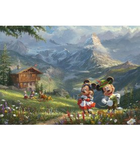 Puzzle " Mickey et Minnie à la montagne" - Thomas Kinkade