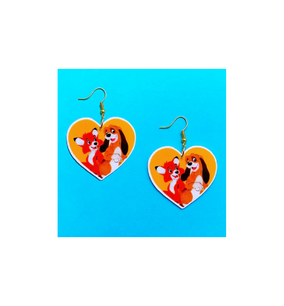 Boucles d'oreilles " Rox et Rouky "