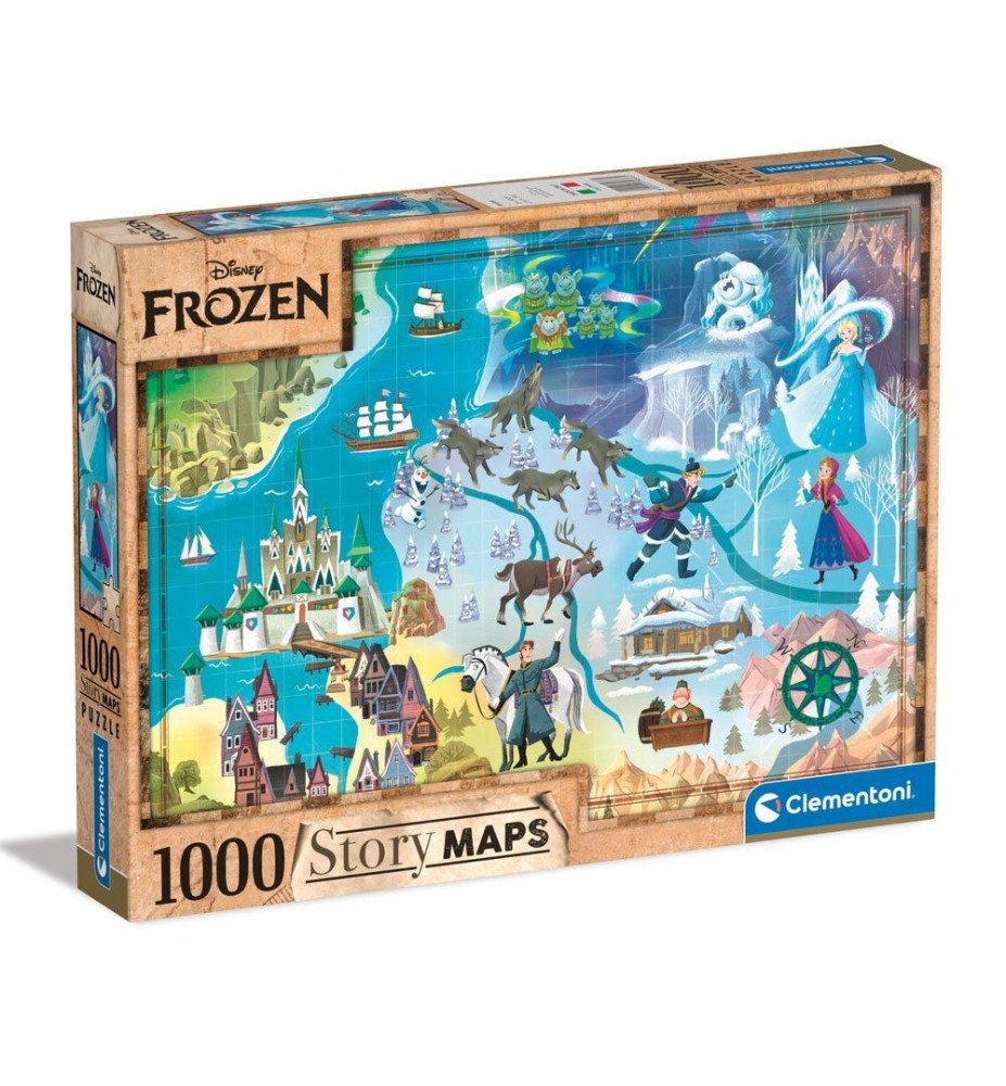 Puzzle 1000 pièces Story maps La reine des neiges - Clementoni
