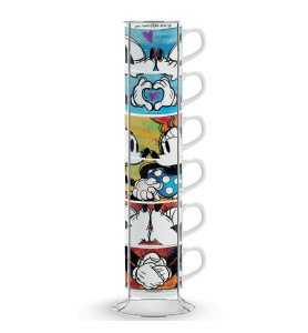Set de 6 tasses espresso + rack Mickey Love