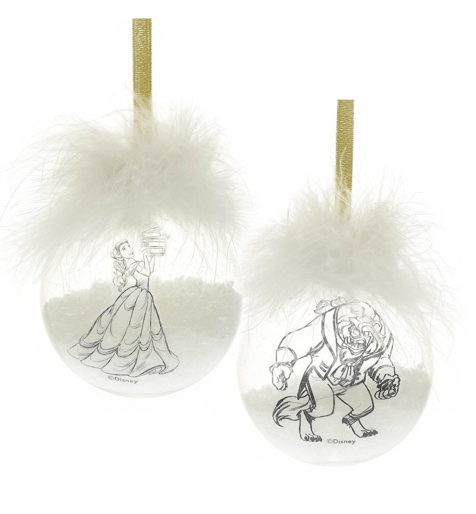 Set de 2 Boules de Noël La belle et la Bête