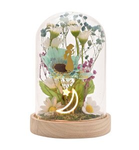 Cloche florale avec néon princesses Disney - Jasmine