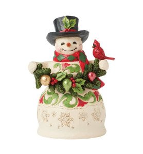 Figurine bonhomme de neige avec oiseau et guirlande - Jim Shore Heartwood creek