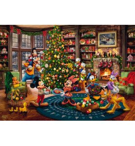 Puzzle 1000 pièces Mickey et Minnie Noël - Thomas Kinkade
