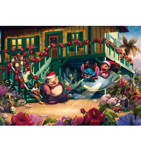 Puzzle 1000 pièces Lilo et Stitch Noël - Thomas Kinkade